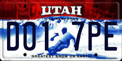 UT license plate D017PE