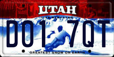 UT license plate D017QT