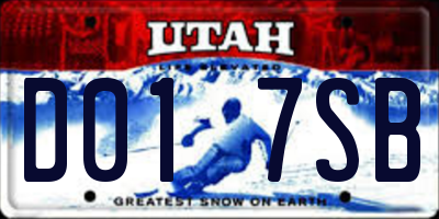 UT license plate D017SB
