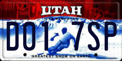 UT license plate D017SP