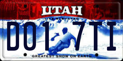 UT license plate D017TI