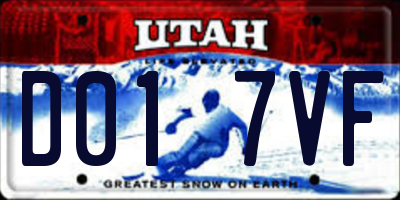 UT license plate D017VF