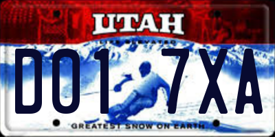 UT license plate D017XA