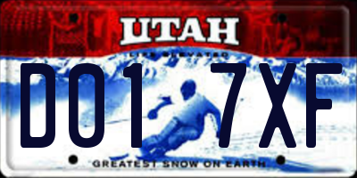 UT license plate D017XF
