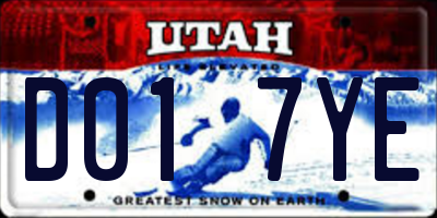UT license plate D017YE