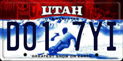 UT license plate D017YI