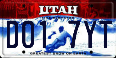 UT license plate D017YT