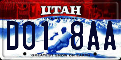 UT license plate D018AA
