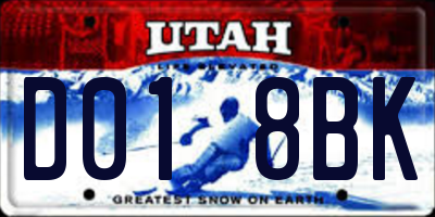 UT license plate D018BK