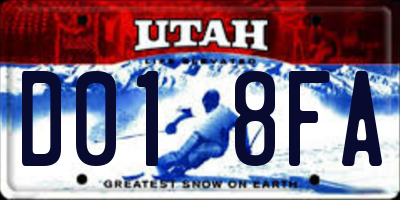 UT license plate D018FA