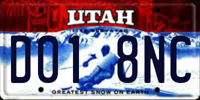 UT license plate D018NC