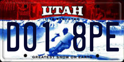 UT license plate D018PE