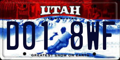 UT license plate D018WF