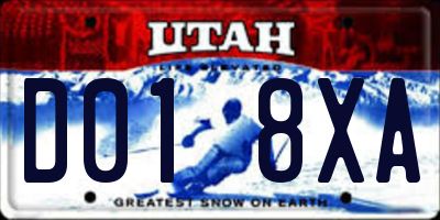 UT license plate D018XA