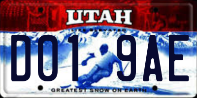 UT license plate D019AE