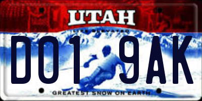 UT license plate D019AK