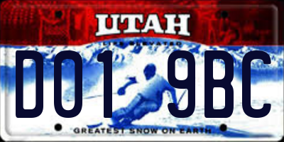 UT license plate D019BC