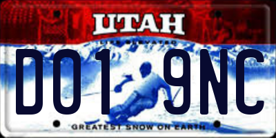 UT license plate D019NC