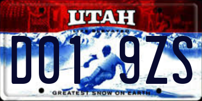 UT license plate D019ZS