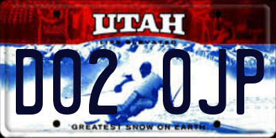 UT license plate D020JP