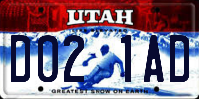 UT license plate D021AD