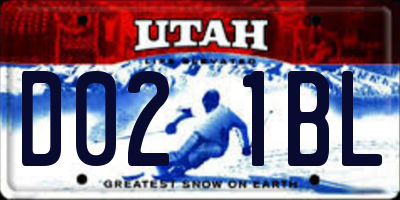 UT license plate D021BL
