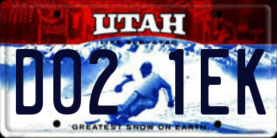 UT license plate D021EK