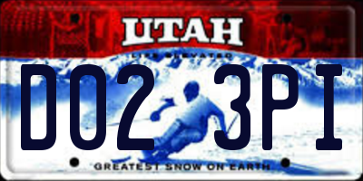 UT license plate D023PI