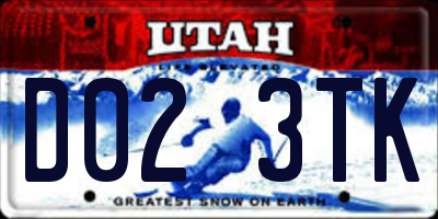 UT license plate D023TK
