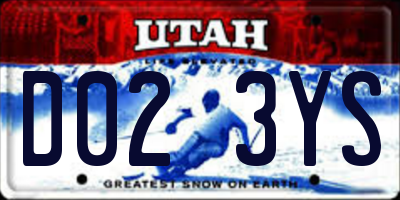 UT license plate D023YS
