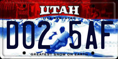 UT license plate D025AF