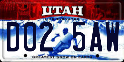 UT license plate D025AW