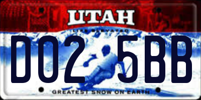 UT license plate D025BB