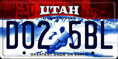 UT license plate D025BL