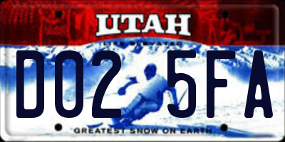 UT license plate D025FA