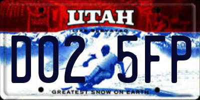 UT license plate D025FP