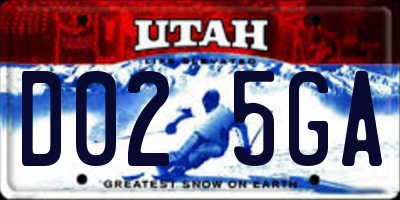 UT license plate D025GA