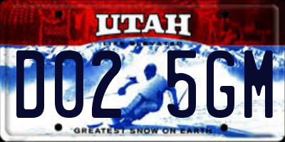 UT license plate D025GM