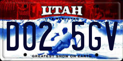 UT license plate D025GV