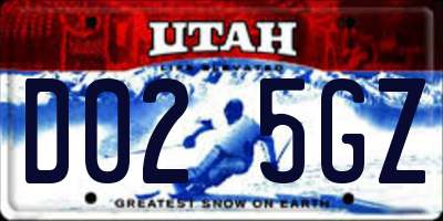 UT license plate D025GZ