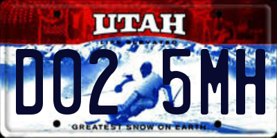 UT license plate D025MH