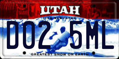 UT license plate D025ML