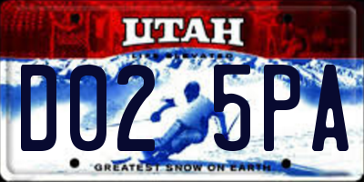 UT license plate D025PA