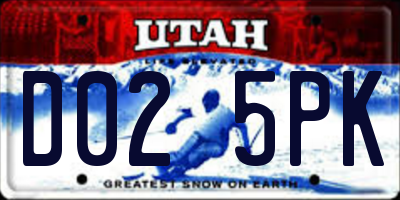 UT license plate D025PK