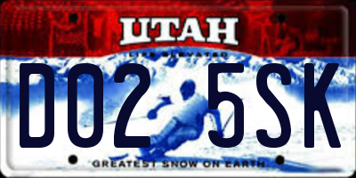 UT license plate D025SK