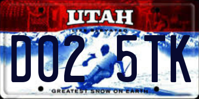 UT license plate D025TK