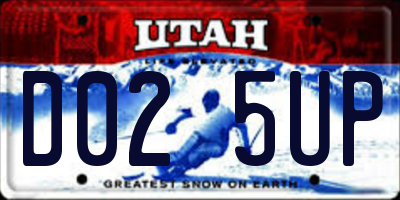 UT license plate D025UP