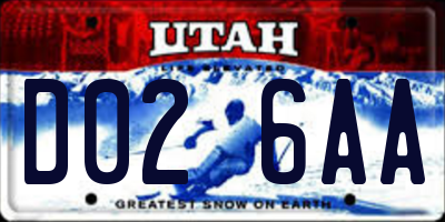 UT license plate D026AA