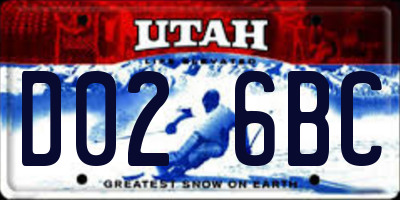 UT license plate D026BC