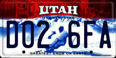 UT license plate D026FA